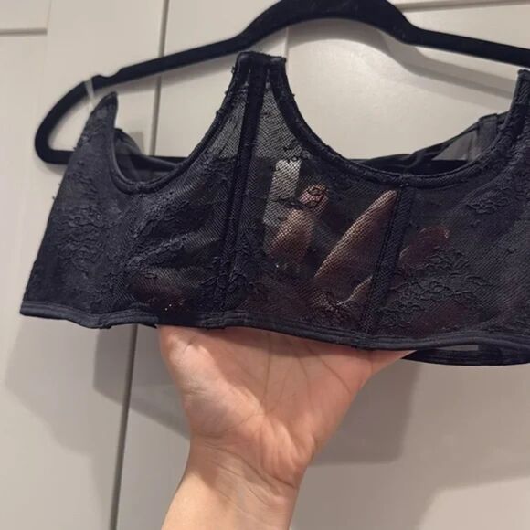 NWT Colsie Women's Black Lace Detailing Soft Stretchy Cupless Corset - Picture 6 of 6